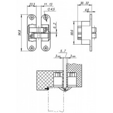 Дверная петля скрытой установки Armadillo мод. Architect 3D-ACH 40 CP-8 (хром) левая до 40кг