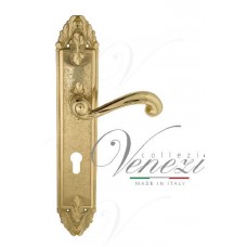 Дверная ручка Venezia на планке PL90 мод. Carnevale (полир. латунь) под цилиндр