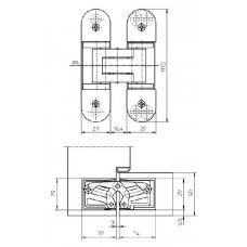 Дверная петля скрытой установки Simonswerk TECTUS TE 303 3D (матовый хром) до 60кг